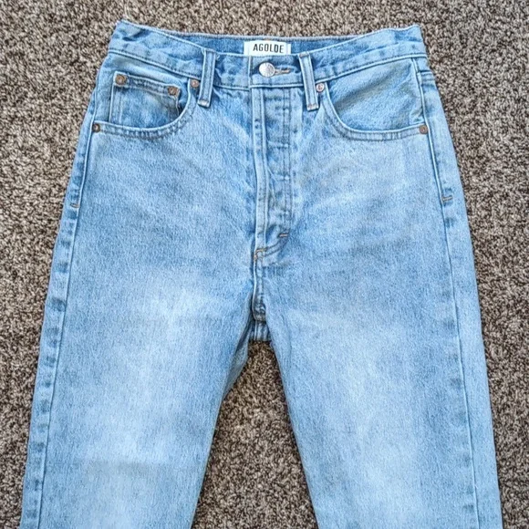 Agolde Riley High Rise Straight Cropped Denim Button-Fly Jeans Size 26 - Picture 2 of 13